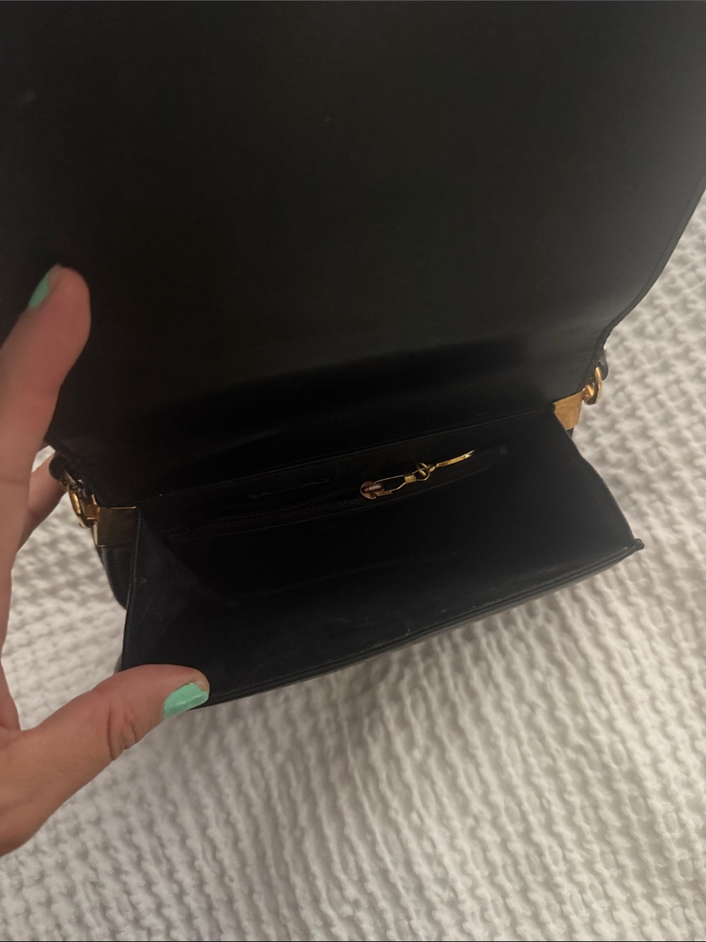 Quilted Leather Crossbody Bag in Black with Gold Hardware - Picture 4 of 11